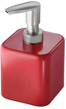 mDesign dispensador de jabón - Dispensador de gel recargable con capacidad de 414 ml - Dispensador de jabon liquido hecho de acero inoxidable en color rojo