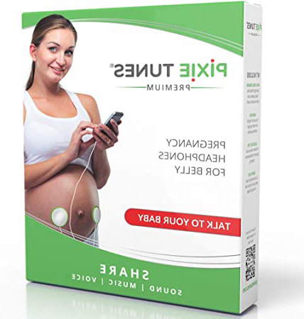 Pixie Tunes Sistema de bocinas Baby Bump para reproducir sonido, música y hablar con su bebé en el útero desde cualquier teléfono móvil, tableta y dispositivo de audio portátil. Blanco