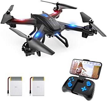 SNAPTAIN S5C Drone con Cámara, 720P HD, Avión WiFi FPV por Control Remoto, Control de Voz, Control de Gestos, Quadcopter Helicóptero con Headless Modo, Altitud Hold, G-Sensor, Modo Órbita, 3D Flip