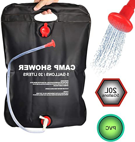 Ducha de Jardín Solar 20 L Ducha Solar Camping 2.0 Mobile Outdoor Ducha Mejorada Concepto 2020 para Jardín, Piscina Exterior, para colgar, con ducha de mano, Negro