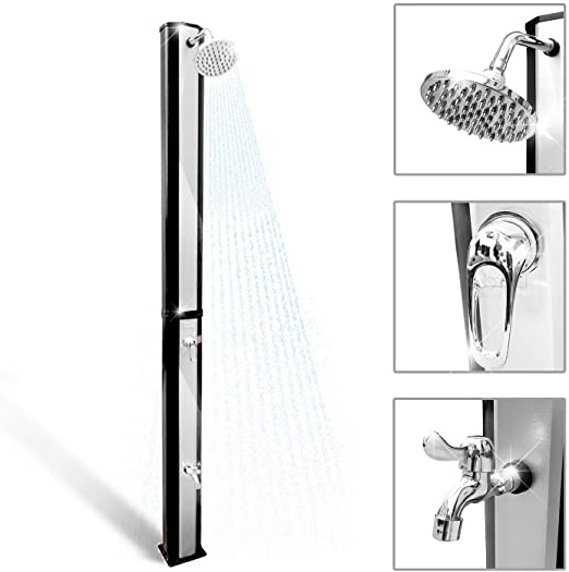 ARDARUGA Ducha de energía solar Jardín Piscina exterior 35 Litros. con Cabeza de Ducha y Grifo, Temperatura del agua hasta 60° C