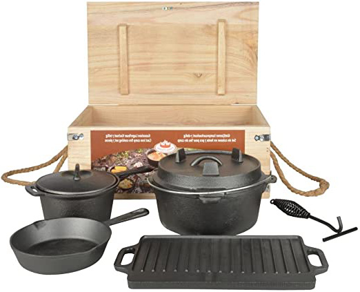 Esschert Design Dutch Oven Set 7teilig Tejido holandés, Negro, 28.9 x 28 x 15.8 cm