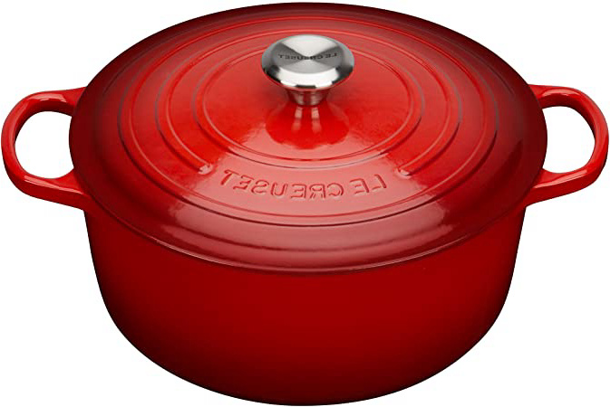 Le Creuset Evolution Cocotte con Tapa, Redonda, Todas Las Fuentes de Calor incluida inducción, 5,3 l, Hierro Fundido, Rojo(Cereza), 26 cm
