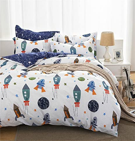 Unimall Juego de Sábanas 100% Algodón Cama Infantil, 1*Funda Nórdica de Edredón (200 cm x 230 cm) 2* Fundas(48 cm x 74 cm) de Almohada, 1*Sábana (245X250cm ) Cuatro Piezas, Fundas de Cama