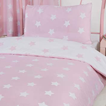 Price Right Home - Juego de funda de edredón y funda de almohada blanco y rosa, diseño de estrellas