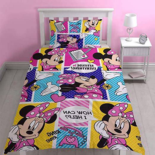 Disney Juego de edredón Simple de Minnie Mouse con diseño de impresión repetido