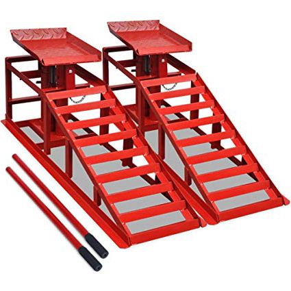 vidaXL 2X Rampas de Taller Mecánico para Reparar Coche 2 Toneladas Acero Rojo