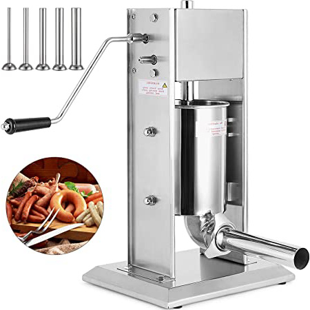 Anhon Embutidora De Salchichas Vertical Acero Inoxidable Dos Velocidades 7L Hacer Salchichas Chorizo Hot Dogs Bratwurst Etc Adecuado Tanto para Uso Doméstico como Comercial