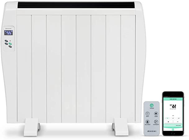 IKOHS EMITERM WiFi - Emisor Radiador Térmico, 8 Elementos de Calor, Pantalla Digital, WiFi, App, Mando a Distancia, Programable, Aluminio, Termostato, 16 a 40°C, Incluye Patas (1200 W)