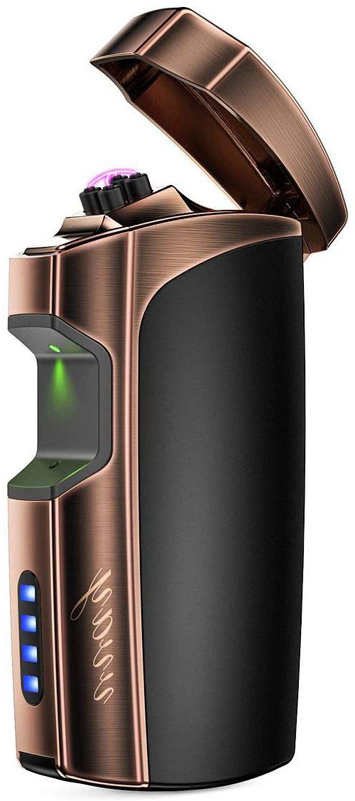 VVAY Mechero Electrico Doble Arco USB Recargable, Encendedor Electronico Plasma, Antiviento (Negro)