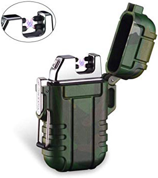 Mechero de Plasma, Teepao Dual Arc Mechero USB recargable sin llama a prueba de viento encendedor de cigarrillos impermeable eléctrico bolsillo encendedor