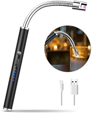 MOSUO Encendedor Electrico, Mechero Electrico USB Recargable Arco Eléctricos sin Llama ni Olor, Mechero Plasma con Cuello Largo & 360º Flexible para Encender Velas, Cigarrillos, Papel, Estufa