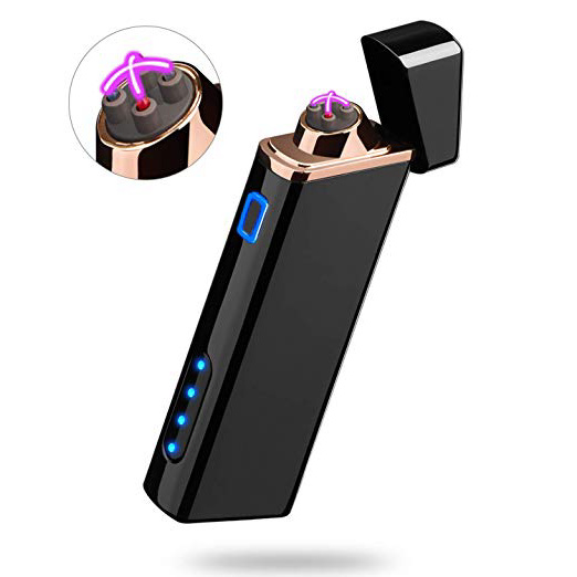 Mechero Electrónico, Encendedor de Arco Eléctrico Recargable USB Encendedor a Prueba de Viento de Plasma con Indicador de Batería - para Fuego, Cigarrillos, Velas, Fuegos Artificiales, Camping