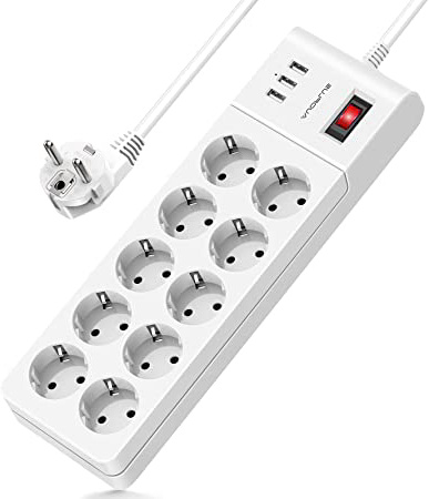 AUOPLUS Regleta Enchufes 10 Tomas(10A/2500W)