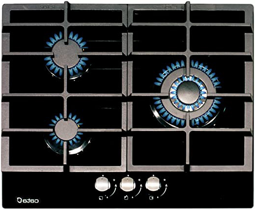 CATA Modelo LCI 6021 BK | 3 Quemadores Encendido Eléctrico | Encimera de Gas Natural | Ancho de 58 cm, Negro