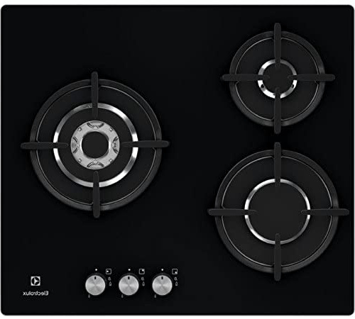 Electrolux EGT6633NOK Integrado Encimera de gas Negro hobs - Placa (Integrado, Encimera de gas, Cerámico, Negro, Vidrio, 1000 W)