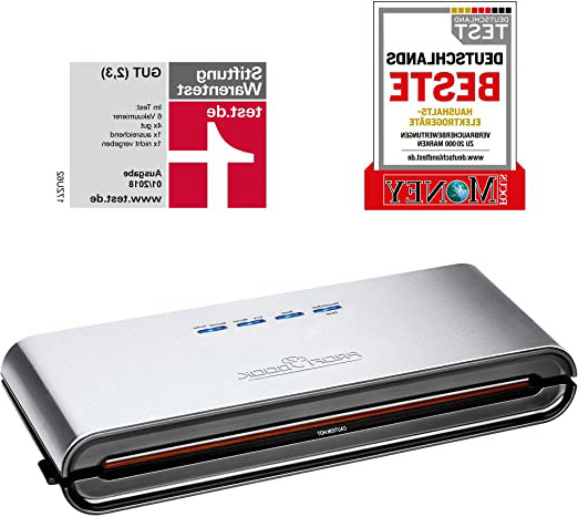 ProfiCook VK 1080 Envasadora de alimentos al vacío automática, caudal de 12 litros/minuto, 0,8 bares, 120 W, 0 Decibelios, Acero Inoxidable, Gris/Negro
