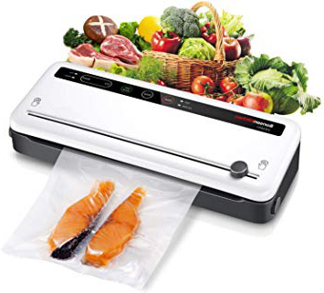 Envasadora al Vacío 4 en 1 Bonsenkitchen para Uso Doméstico y Comercial, 140W, Máquina Selladora al Vacio Alimentos Secos y Húmedos, Incluyendo Rollo de Vacio 28 x 300 cm y Bolsas 10, VS3801