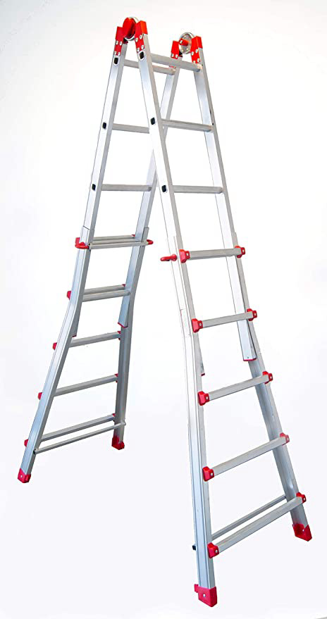 FARAONE 1 Escalera Telescópica Multiusos 10 Peldaños, Metálico