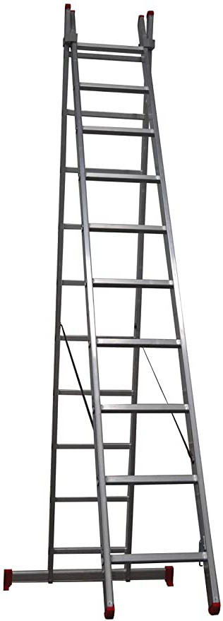 Homelux 825017 Escalera Aluminio Doble, 2.5 + 2.5 m, 2 x 9 Peldaños, 10.25 kg