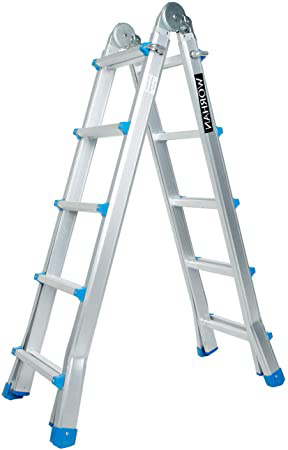 WORHAN® Escalera 530cm Aluminio Telescopica 5.3m Multifuncion Multiuso Aluminio Plegable Tijera L5