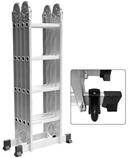 HENGMEI 4.7m 6 en 1 Escalera de Aluminio Multifuncional Plegable Escalera con Plataforma 4x4, Cargable hasta 150 kg