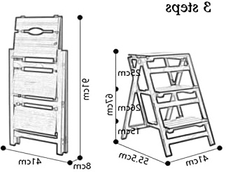 GBX Taburete, taburete de madera con 3 peldaños y escalera Taburete plegable multifuncional Escalera Biblioteca familiar, capacidad de 150 kg (color nogal) Taburete con peldaño
