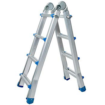 WORHAN® Escalera 414cm Aluminio Telescopica 4.14m Multifuncion Multiuso Aluminio Plegable Tijera L4