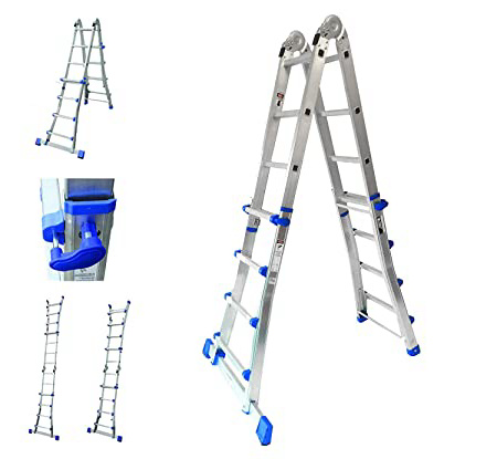 Sistema telescópico multifuncional de escalera de mano con 4 x 4 peldaños.