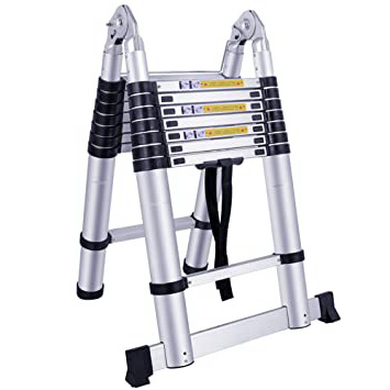 Mctech Escalera multifunción telescópica plegable de aluminio de 2,5+2,5m-- Capacidad de carga 150 kg