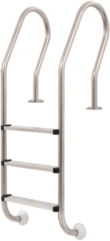 vidaXL Escalera Piscina con 3 Peldaños Acero Inoxidable 120cm Rampa Accesorios