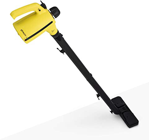 H.Koenig NV700 Limpiador A Vapor Escoba y De Mano 2 en 1, Vaporeta 1050 W, 3,5 Bares, Hasta 138 Grados, Capacidad de Agua de 350 ml, Amarillo, Plástico