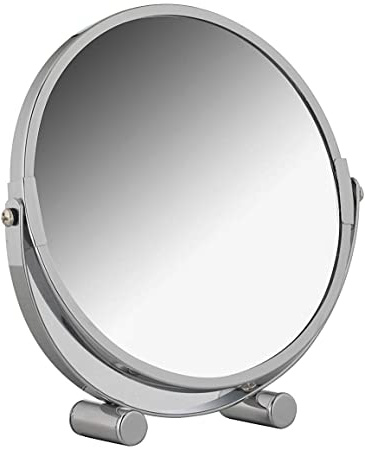 axentia – Espejo cosmético, Espejo de aumento 3x para maquillaje, afeitado, depilación, cuidado y limpieza facial, Espejo de doble cara - ajustable, rotativo de 360° - diámetro de espejo 17 cm
