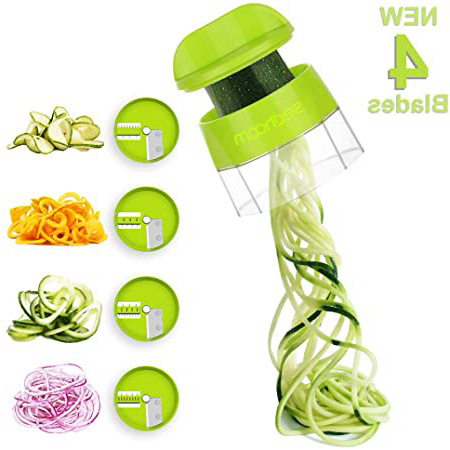 Sedhoom Cortador de Verdura 4 en 1 Rallador de Verduras Calabacin Pasta Espiralizador Vegetal Veggetti Slicer, Espaguetis de Calabacin, Cortador Espiral Manual