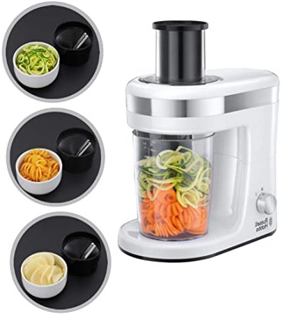 Russell Hobbs Ultimate - Espiralizador de Verduras y Fruta (300 W, Blanco y Gris, 3 Accesorios, sin BPA) - ref. 23810-56