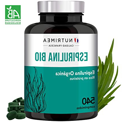 Espirulina Ecológica Suministro 6 Meses Complemento Alimenticio 540 Comprimidos 500mg Espirulina 100% BIO Vegano Ideal Deporte Musculación Detox Proteina Antioxidante Rico en Vitaminas y Minerales