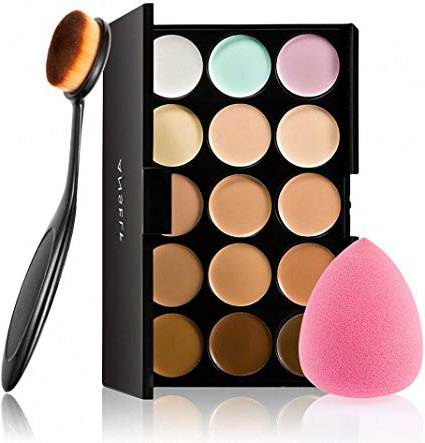 Paleta de Correctores, Anself Juego de Maquillaje, Paleta de Sombras de Ojos Face Contour Set de Paleta de Contorno Corrector de Maquillaje Marcador Kit , Kit 15 Colores Paleta Crema Corrector con Pincel & Esponja de Maquillaje