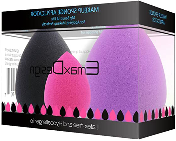 EmaxDesign Set de 3 esponjas para aplicar maquillaje, corrector, polvo, crema y colorete, sin látex, hipoalergénicas e inodoras