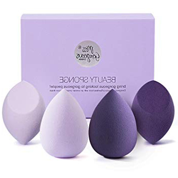Esponja Maquillaje - Miss Gorgeous Makeup Blender Beauty Esponjas Para Maquillaje Facial Caja de Regalo (4unidades, Púrpura)