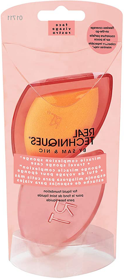 Real Techniques - Esponja milagrosa para maquillaje de rostro, cobertura total, con estuche de viaje (el embalaje y el color pueden variar)