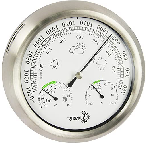 Sunartis THB367 - Estación meteorológica para Exterior de Acero Inoxidable, Aprox. 21 cm de diámetro x 4 cm