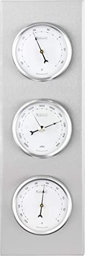 GardenMate® Estación meteorológica analógica Bob 30x10cm 4260313265459marco de Acero Inoxidable higrómetro termómetro barómetro