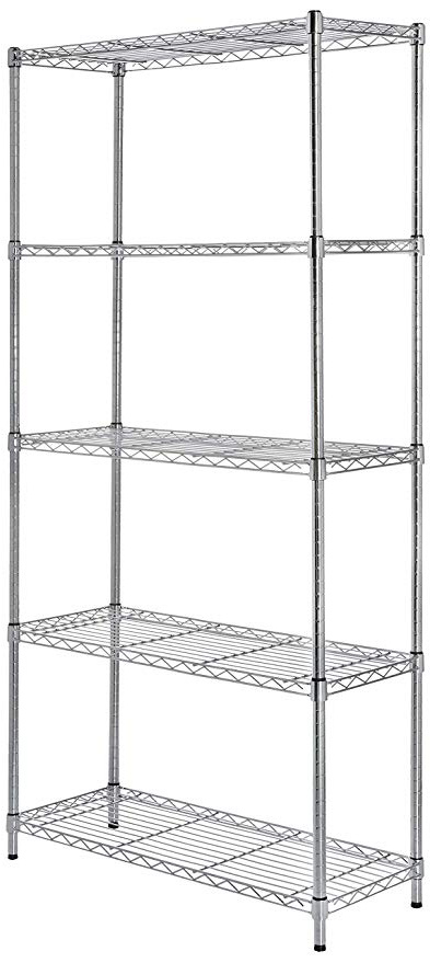 AmazonBasics - Estantería con 5 baldas, cromado