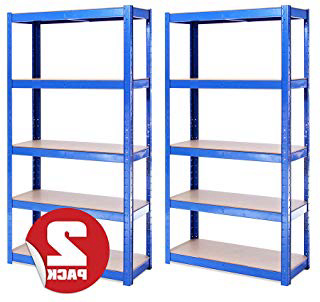 G-Rack Estantería de Almacenamiento para Garaje 2 Piezas 5 Estantes, Azul, 150 x 75 x 30 cm