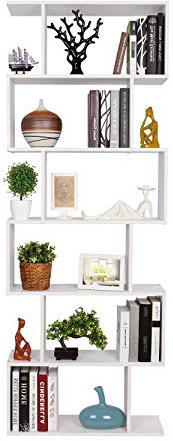 Homfa Estantería librería 6 Estantes Estantería Pared Estantería Libros de diseño Blanco 70x23.5x190cm