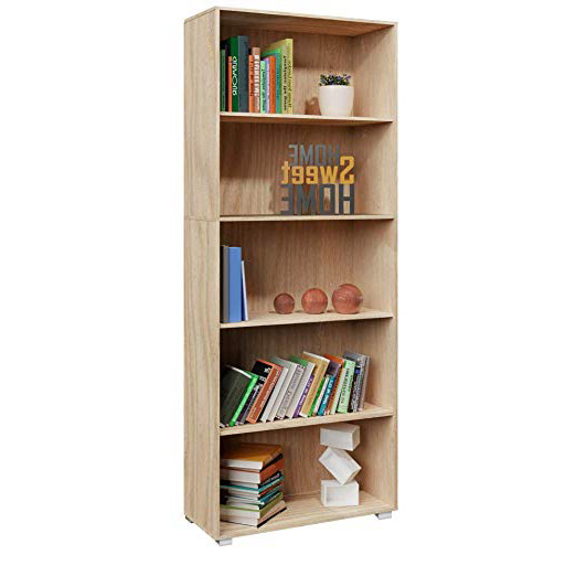 Deuba Estantería libreria biblioteca "Vela" Roble 5 estantes 190 cm mueble de almacenaje oficina dormitorio salón casa