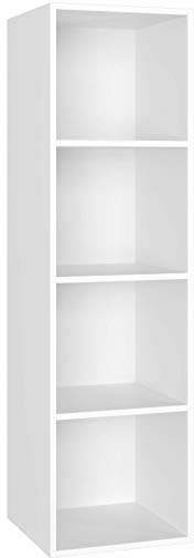 Homfa Estantería para Libros Estantería de Pared Librería con 4 Niveles para Salón Estudio Blanca 30x30x106cm