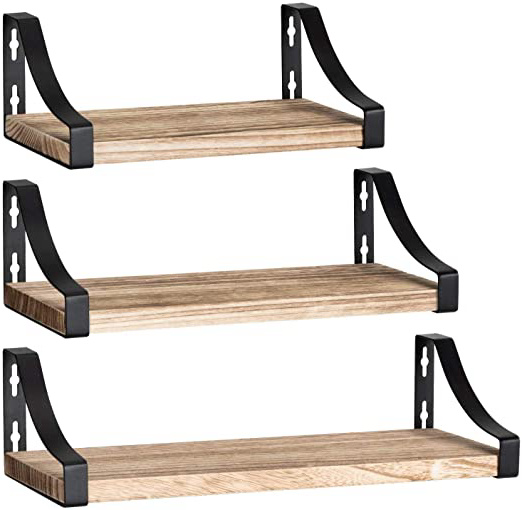 Pipishell Estanteria Pared Baldas Pared de Madera Montado en la Pared, Juego de 3 estanterias de pared en Pared Rústico para el ,Dormitorio, la Sala de Estar, la Cocina, la Oficina en el Hogar, etc