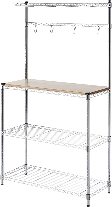 AmazonBasics - Estantería de cocina, Madera/Cromo