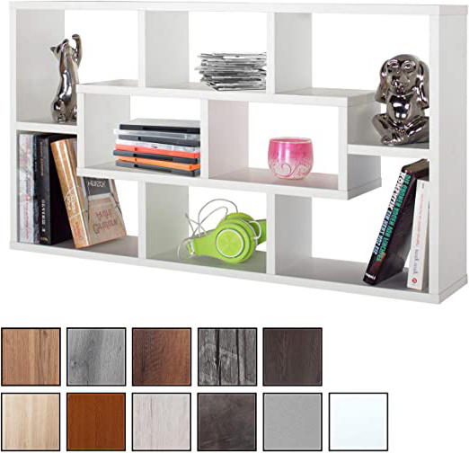 RICOO Estanteria Bandeja de Muro para casa WM050-W Libreria Consolas estanterías pensili Deco para residencia habitación Sala de niños Oficina con cajones Estante Pared diseño en Color Blanco